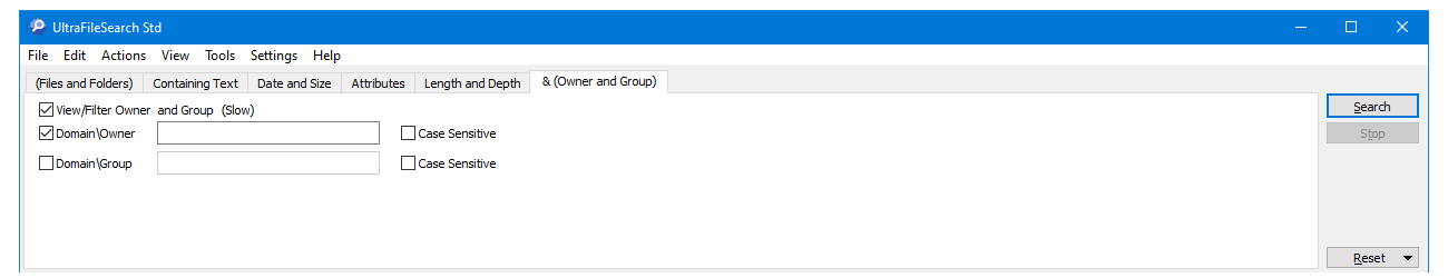 Screenshot: Owner and Group tab